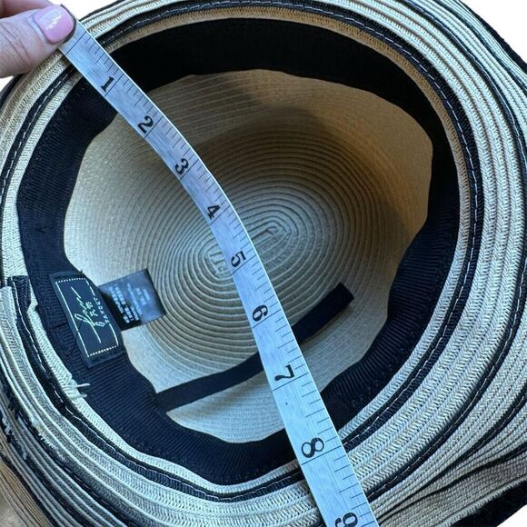 Fancet Women's Beige Straw Sun Hat Wide Brim UV Protection Foldable Size S/M - Picture 6 of 8